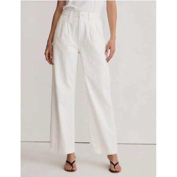 Madewell Baggy Straight Jeans NWT Sz 32 White Pleated Front High Waisted - Picture 1 of 8